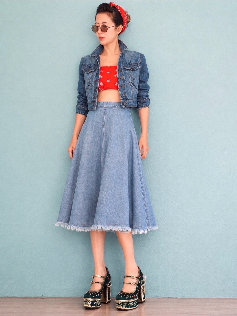 Rachel Comey Buckey Denim Circle Skirt size 0